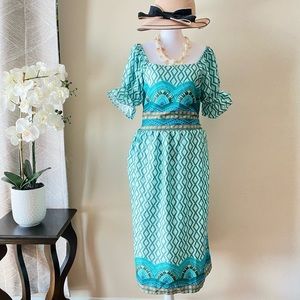 Diamond print ocean Vibe Mini dress- New